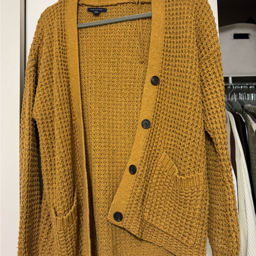 American Eagle Outfitters Yellow Knit Cardigan